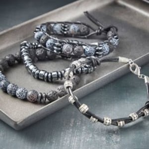 Men’s Agate And Lava Stone Bracelet